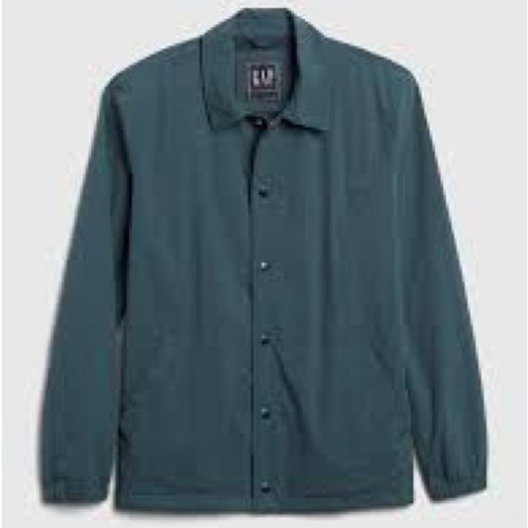 GAP Nylon Snap Button Point Collar Lightweight Navy Blue Coach Jacket - Picture 3 of 13